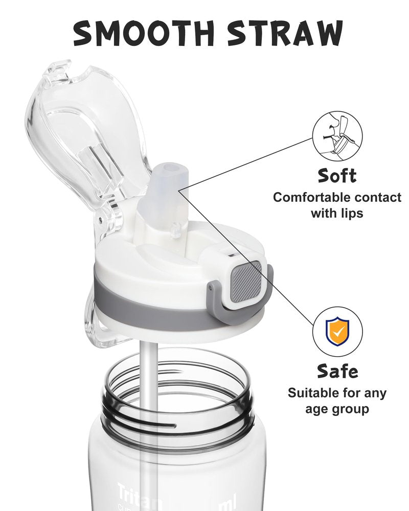 Opard Peak Water Bottle with Straw Cap, BPA-Free, Leak Proof Flip Top Bottle