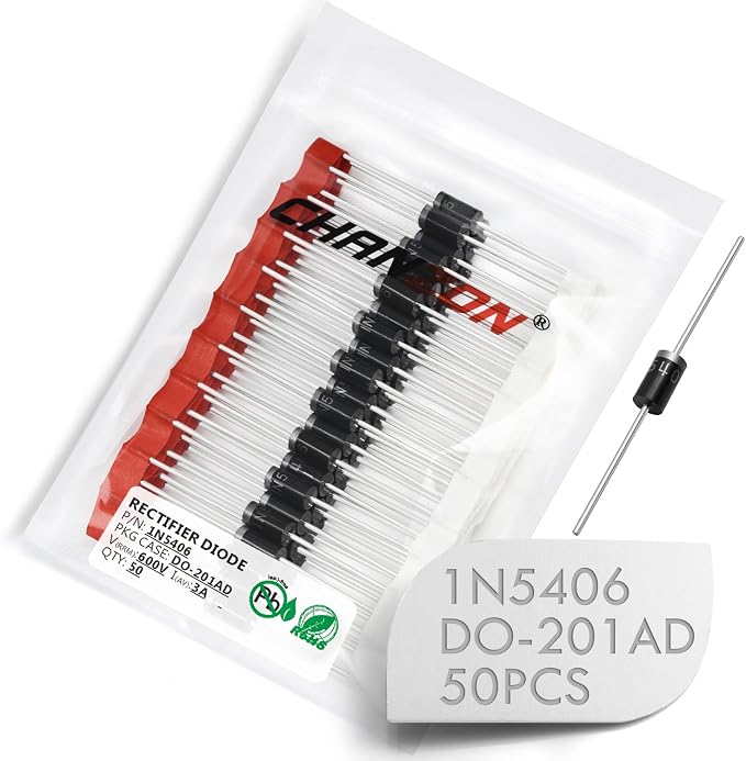Chanzon 1N5406 Rectifier Diode 3A 600V DO-201AD Axial 5406 IN5406 3 Amp 600