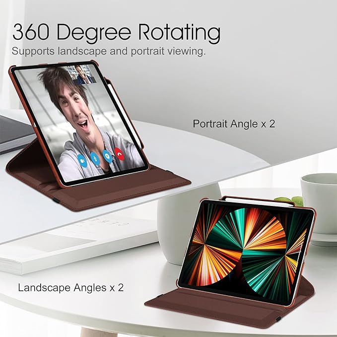 Fintie Rotating Case for iPad Pro 12.9-inch 6th/5th/4th/3rd Generation | 360° Swivel Stand Landscape &amp Portrait Viewing Shockproof Protective Cover Pencil Holder Auto Sleep/Wake Black