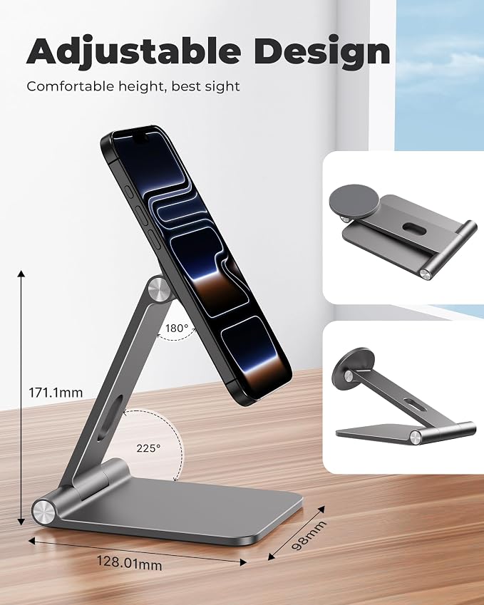 Foldable Magnetic Stand Holder for Nintendo Switch 2 iPhone | Aluminum Alloy Adjustable Design MagSafe-Compatible Portable Kickstand Mount Switch 2 Accessories for Desktop &amp Travel