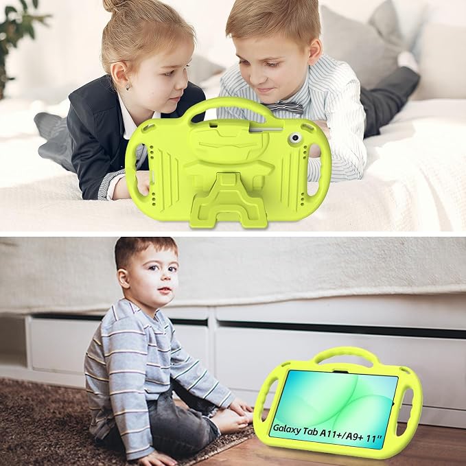 Kids Case for Samsung Galaxy Tab A11+ Plus/A9+ Plus 11 Inch Case with Strap Shockproof Lightweight Handle Stand 2025/2023 Model with Lanyard Black
