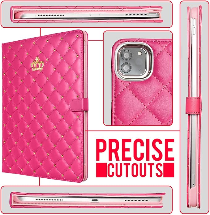 for iPad Pro 11 inch Case 2022(4th Gen)/2021(3rd Gen)/2020(2nd Gen)/2018 (1st Gen)Cute Crown Bling Diamond PU Leather Smart Auto Sleep/Wake Stand Shockproof Cover for iPad Pro 11 Inch Black