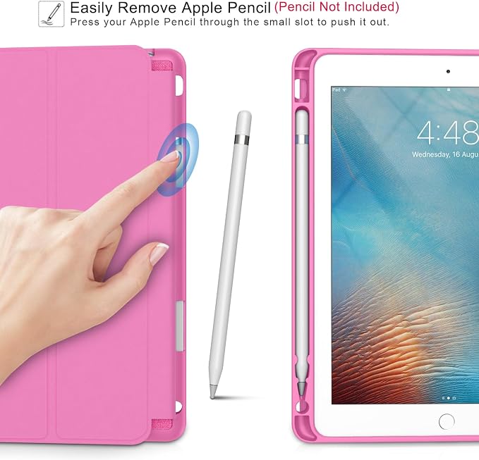 Soke Case Fits for iPad 6th/5th Generation with Pencil Holder - [Full Body Protection + Auto Wake/Sleep] Shockproof Soft TPU Back Cover for Apple iPad 9.7 inch 2018/2017 Black
