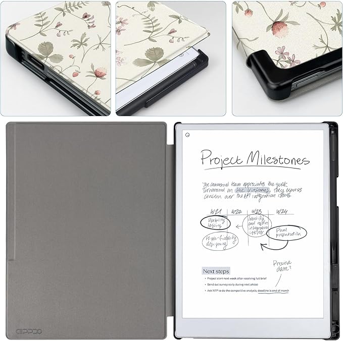Case for Remarkable Paper Pro Tablet 11.8 (Released in 2024) Hard Back Shell Protective Book Folio Cover with Built-in Pen Holder with Auto Sleep/Wake Function.