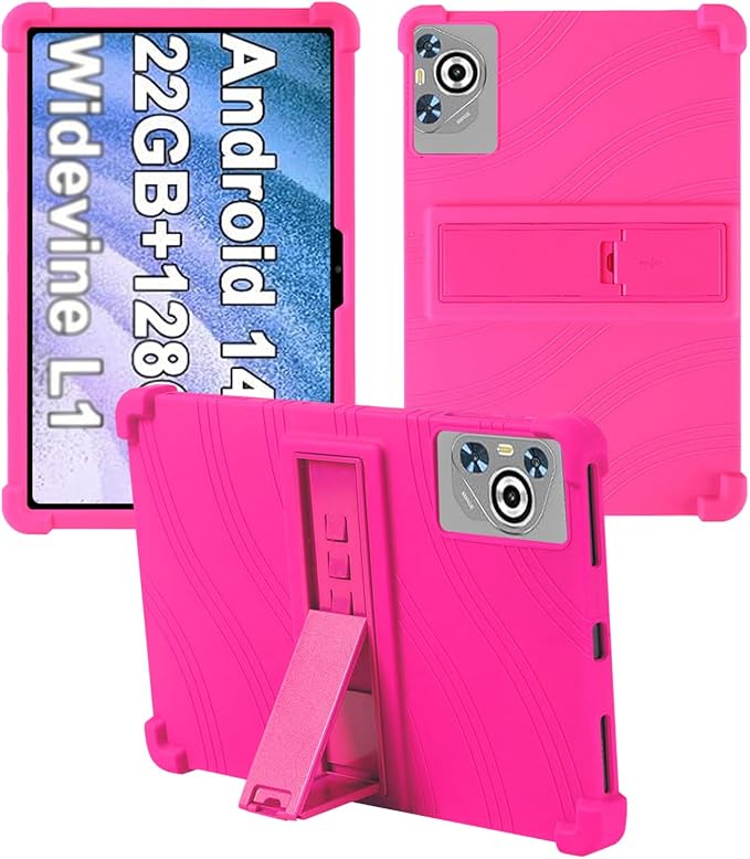 Case for Dghrti TAB30 2025 Android 14 Tablet 10.1 Inch，WUNIAK Shock Proof Lightweight Stand Rubber Shell Protective CoverKids Friendly Soft Silicone Adjustable Stand CoverBlack