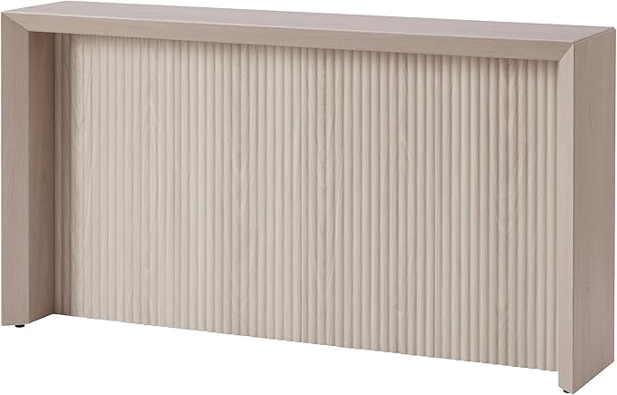 Henn&Hart 56'' Wooden Rectangular Fluted Console Table Entryway Table, Sofa Table for Entryway, Living Room, Couch, Hallway, or Office, Alder White