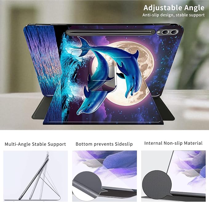 Case for Samsung Galaxy Tab A9 8.7-Inch 2023360 Degree Rotating Multi-Angle Viewing Protective Cover with Auto Sleep/Wake-Blue Butterfly