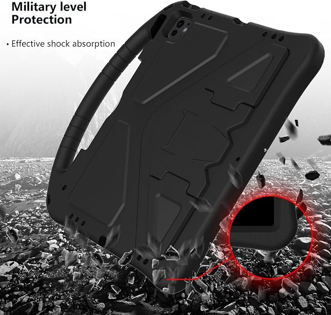 Kids Case for iPad Air 13 (2026/2025/2024) M4/M3/M2 &amp iPad Pro 13 2024 &amp iPad Pro 12.9 Cover 6th/5th/4th/3rd Gen (2022/2021/2020/2018) DIY Figures EVA Rubber Handle Stand Shockproof Bumper