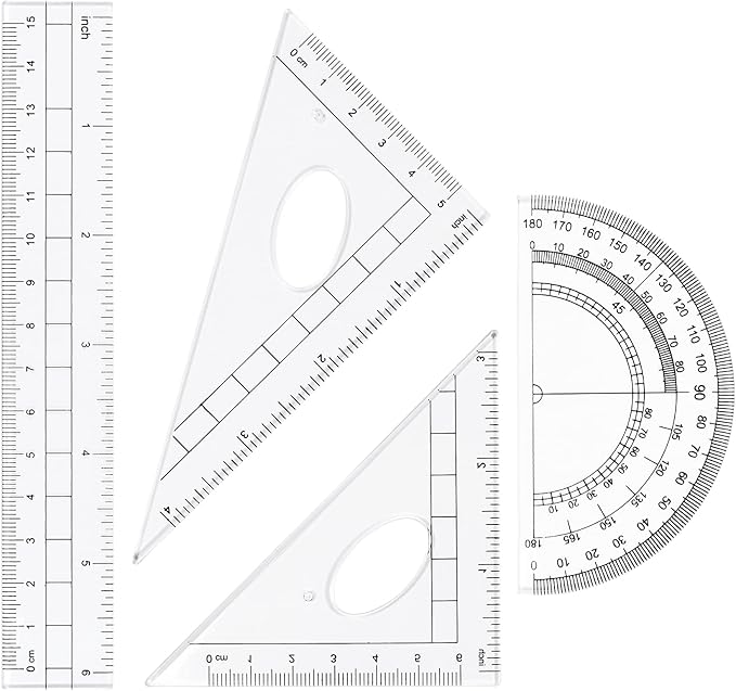 Math Geometry Kit Sets 10 Piece Student Supplies with Shatterproof Storage Box,Includes Rulers,Protractor,Compass,Eraser,Pencil Sharpener,Lead Refills,Pencil,for Drafting（Green）