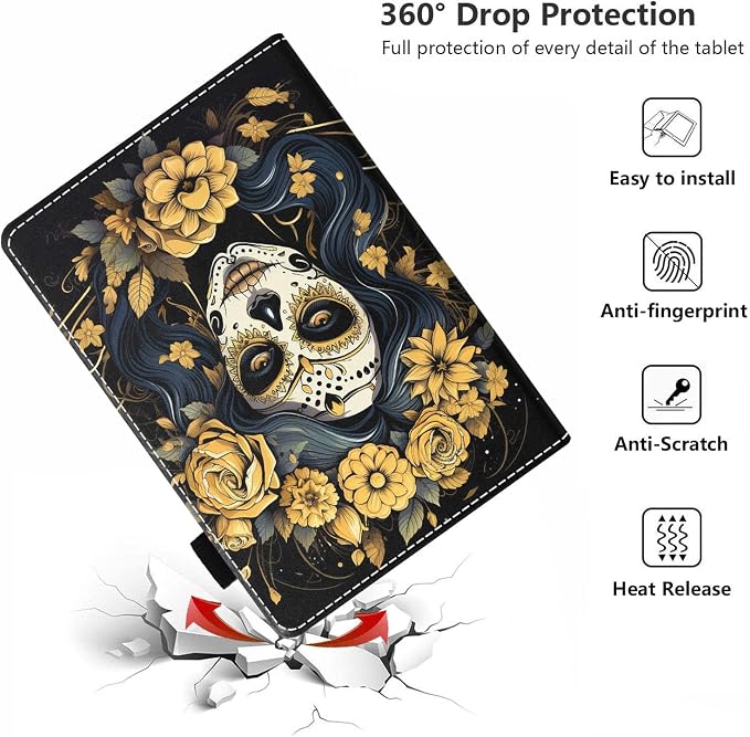 Case for Amazon Kindle Fire HD 10 Tablet 10.1 (9th/7th Generation 2019/2017 Release) - PU Leather Folio Case with Smart Auto Wake/Sleep African American Girl