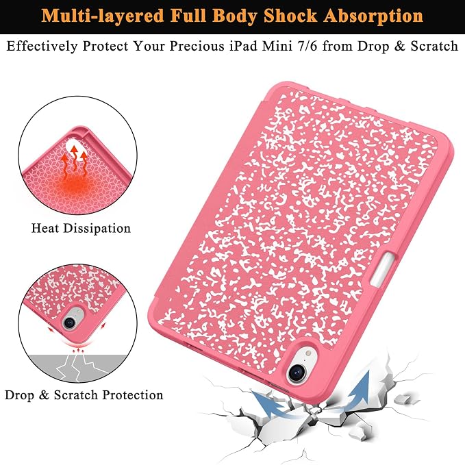 Soke Case for iPad mini (A17 Pro) 7th/ 6th Generation (Book Wine) | Built-in Apple Pencil Slot fit iPad Mini 2024 and 2021 8.3 inch Auto Sleep/Wake