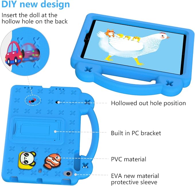 Kids Case for TCL Tab 8 LE 8.0 Inch (9137W/9132X) Full Body Protective Light Weight EVA Folding Handle Stand Shoulder Strap for TCL Tab 8 WiFi/TAB 8 LE/TAB 8 Plus LightBlue