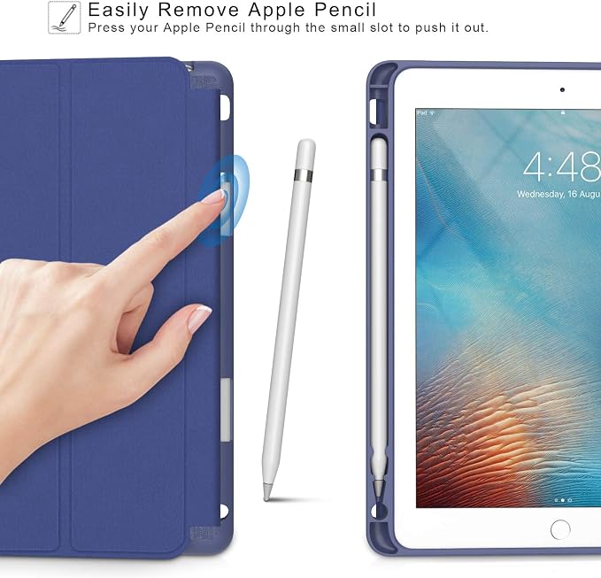 Soke Case Fits for iPad 6th/5th Generation with Pencil Holder - [Full Body Protection + Auto Wake/Sleep] Shockproof Soft TPU Back Cover for Apple iPad 9.7 inch 2018/2017 Black