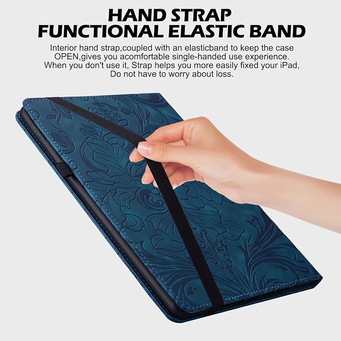 ALILANG Case for Samsung Galaxy Tab A 9.7 inch 2015 Case Model (SM-T550/T555/SM-P550/P555) Multi-Angle Viewing Protective Tablet Cover with Folding Stand &amp Pencil Holder -Blue
