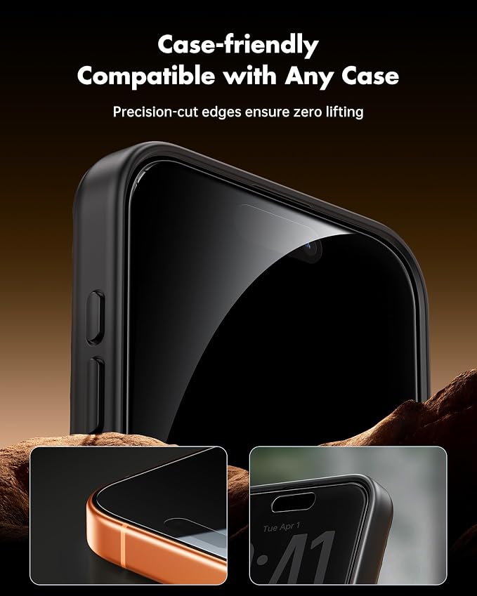 UNBREAKcable Privacy Screen Protector for iPhone 15 (6.1) 25° Anti-Spy Tempered Glass Easy Install Alignment Frame Case-Friendly 9H Hardness Anti-Fingerprint 3-Pack