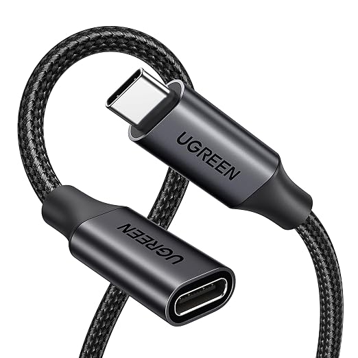 UGREEN USB C Extension Cable 1.5FT Nylon USB C Male to Female Extender Charging &amp Transfer Type C Extension Cable Compatible with PSVR2/Macbook/iPad/USB C Hub/Magsafe Charger/iPhone 15 | USB 3.2