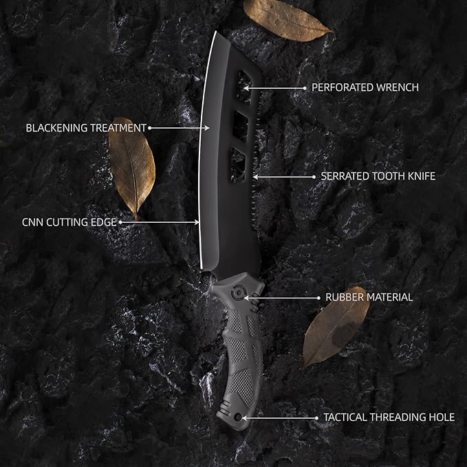 REAT Machete with Saw,16" Heavy Duty Machete with Sheath, Dual-Purpose Gardening Machete Knife for Chopping and Sawing,Ergonomic No-Slip Handle