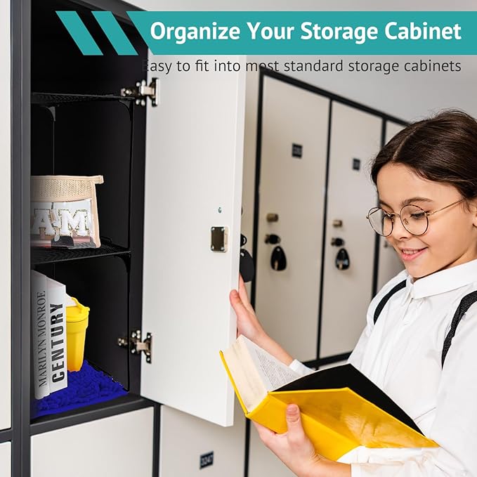 Locker Accessories Locker Organizer Shelf and Locker Carpet Decorating Kit Suitable for School, Office Back to School Essentials (1, Black Blue)