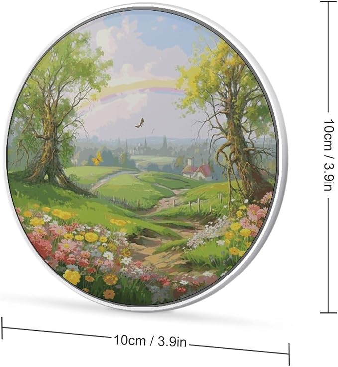 Spring Landscape Wireless Charger 10W Portable Fast Wireless Charging Pad Compatible with Phone Slim Charging Station Lightweight Charger Mat Charging Block for Travel Home Office