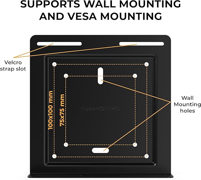 HumanCentric Universal Wall and VESA Mount, Adjustable Strap for Small Computers, UPS Units, Cable Boxes, Modems and Other Electronic Devices, Mounts on The Wall or Back of a Computer Monitor