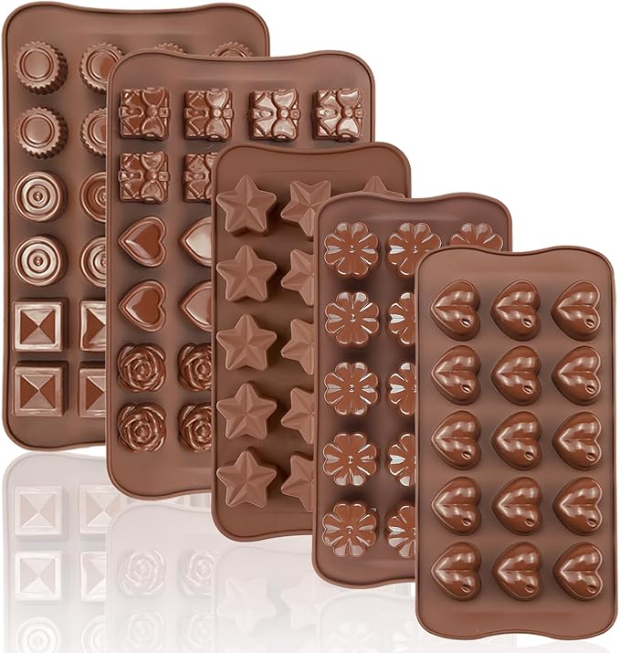 JOERSH Silicone Chocolate Mold Set, 5Pcs, 93-Cavity