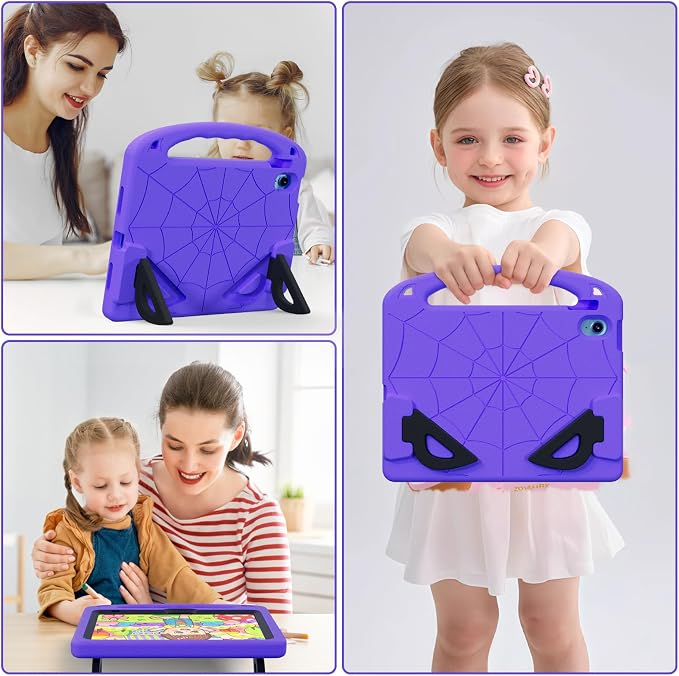 Kids Case for iPad A16 11th/ 10th Generation (2025/2022 Model) | iPad 11/ iPad 10 Full-Body Drop Protection cover with Screen Protector EVA Shockproof Handle Stand Black