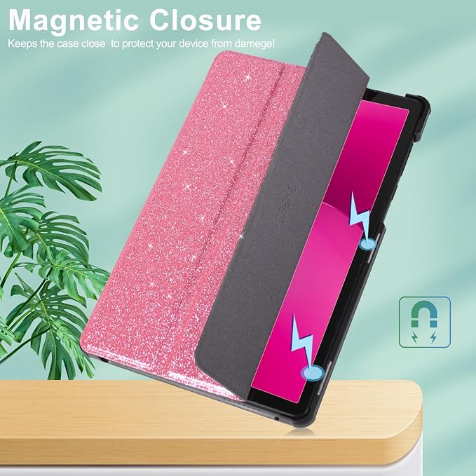 Caweet Case for T-Mobile Revvl Tab 2 10.1 Inch 2025 Released Lightweight Hard Back Shell Tri-Fold Stand Cover with Magnetic Closure Almond Blossom