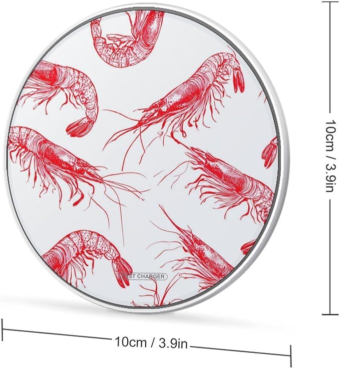 Lobster Shrimp Print Wireless Charger Portable Charging Pad | LightweightAll Smartphone