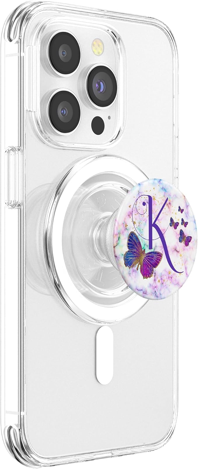 Purple Butterfly Letter K Initial Personalized Monogram PopSockets Adhesive PopGrip