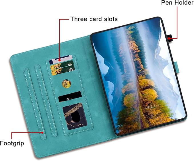Case for All-New Amazon Fire HD 10 and 10 Plus Tablet (13th/11th Generation 2023/2021 Release) Magnetic Clasp Stand Leather Case with Pen Holder Blue