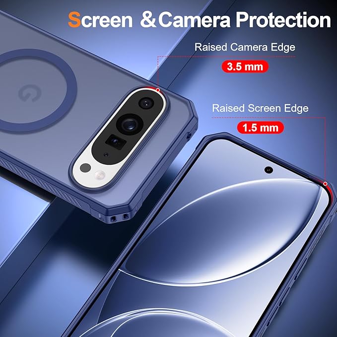 Magnetic for Google Pixel 9/Pixel 9 Pro Case, [Military Grade Drop Protection] [Compatible with MagSafe] Shockproof Slim Translucent Matte Anti-Slip for Women Girls Men Case, Matte Blue
