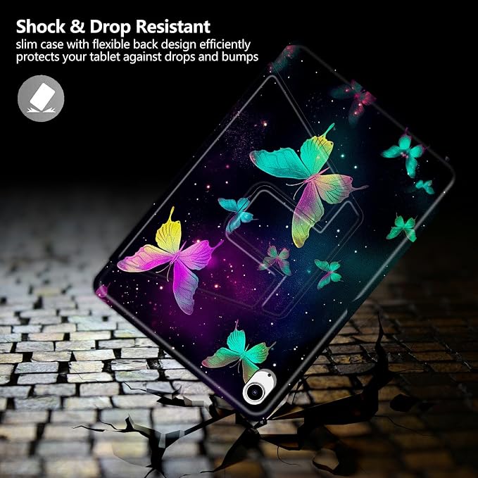 Astronaut Mushrooms Pattern Case for iPad 10.2 iPad 9th Generation 2021/ iPad 8th Generation 2020/ iPad 7th Generation 2019360 Degree Rotating Stand Protective Cover with Auto Sleep/Wake