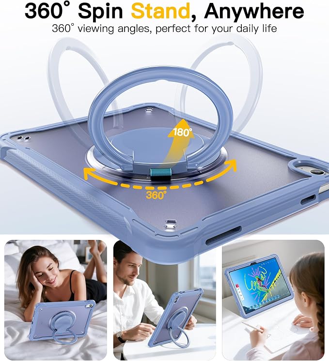 BRAECN for iPad (A16) 11th/10th Generation Case 11 inch 2025/10.9'' 2022 Handle Protective Cover 360 Rotating Ring Stand Shockproof Dropproof Case for Kids Kickstand &amp Pencil Holder &amp Shoulde