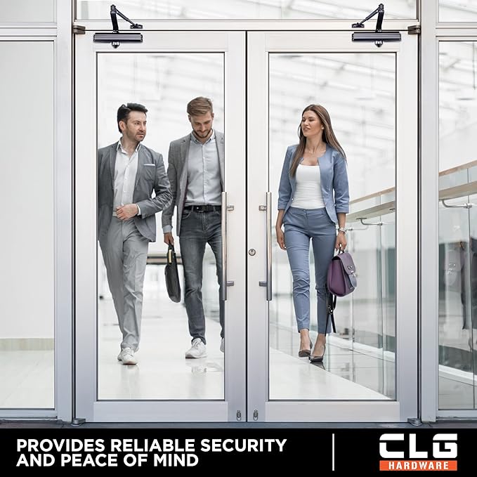 CLG HARDWARE Medium/Heavy Duty Commercial Door Closer DC7016 - Surface Mounted, Grade 1- ADA & UL 3 Hour Fire Rated, Adjustable Size 1-6 for Entrances & Aluminum Storefronts - US10B Dark Bronze