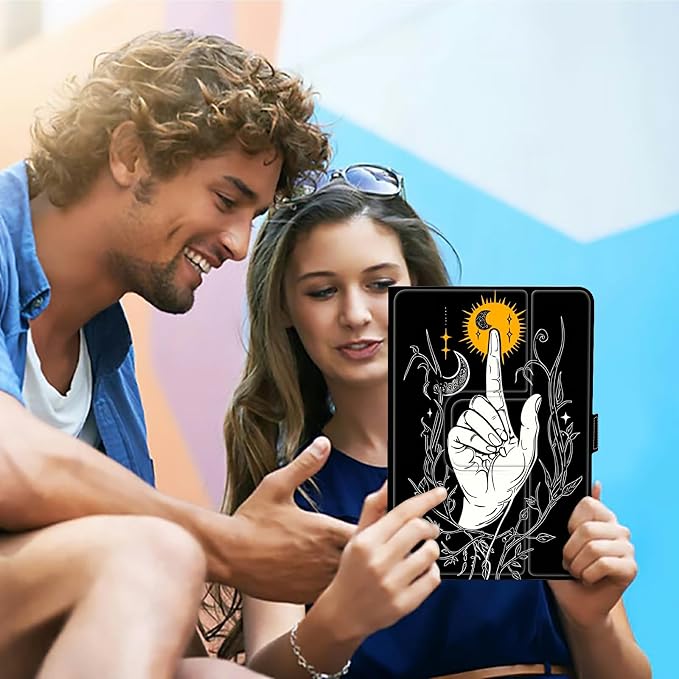 for Walmart Onn 10.1 2024 Onn 10.1 Gen 4 Universal Tablet Case 360 Degree Rotating Kickstand Protective Stand Case with Multiple Viewing PU Leather Shell Case Black Book Cat