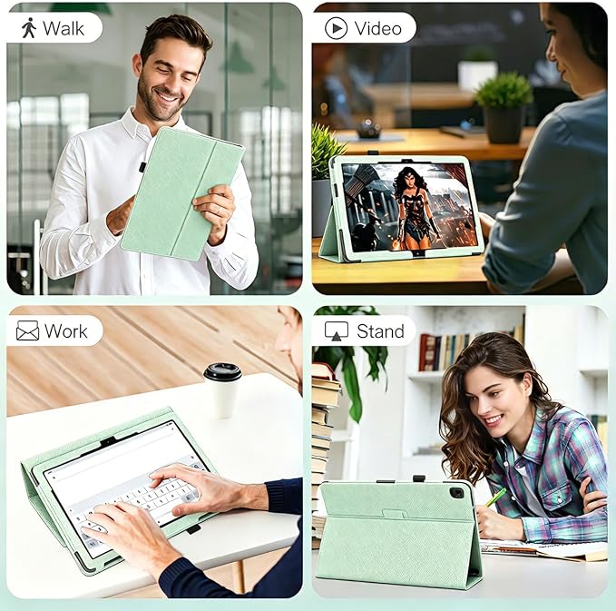 Case for T-Mobile Revvl Tab 2 Tablet - Folio Premium PU Leather Protective Stand Cover with Auto Sleep/Wake Almond Blossom
