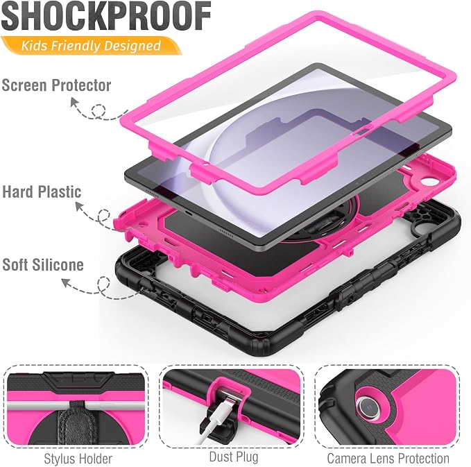 HXCASEAC Case for Samsung Galaxy Tab S6 Lite 10.4 inch Protective with Screen Protector/Hand Strap/S Pen Holder Shockproof S6 Lite Tablet Case 2024/2022/2020 SM-P610 SM-P613 SM-P620 - Black