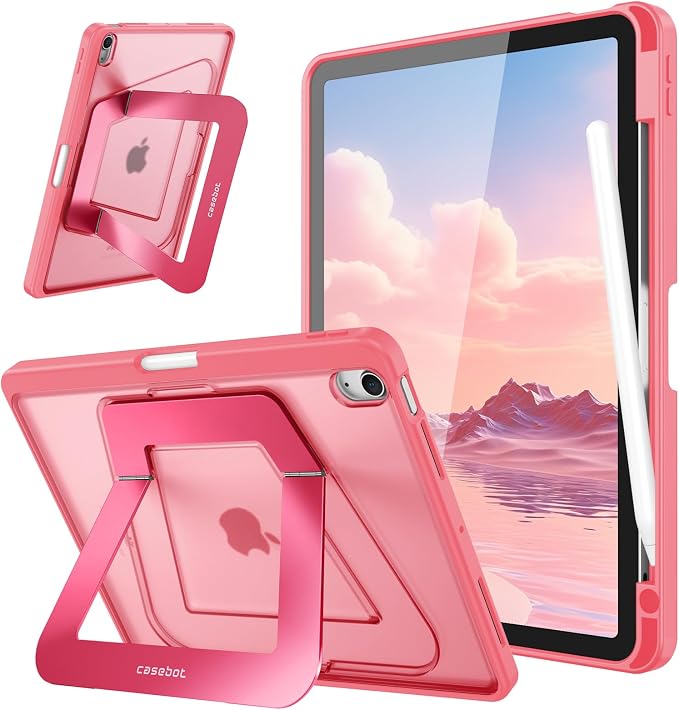 Fintie Shockproof Case for iPad Air 11-inch &amp iPad Air 5th/4th Gen 10.9 in | Slim Frosted Hard Back Cover Multi-Angle Viewing Built-in Kickstand &amp Pencil Holder Anti-Scratch Black