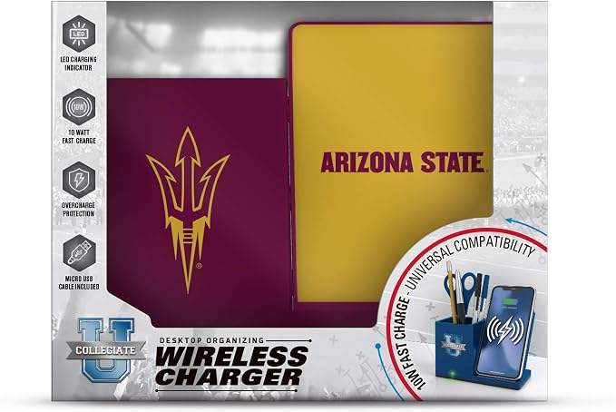 SOAR NCAA Unisex Cell Phone Wireless Charging Stand and Desktop Organizer