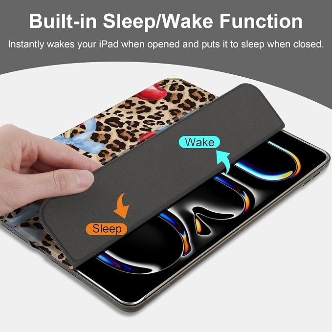 Compatible with iPad 10.2 Inch Case 2021 2020 2019 Smart Lightweight Trifold Stand Hard Plastic Transparent Cover Support Auto Sleep/Wake for iPad 10.2 9th/8th/7th Gen - Bear &amp Cherry