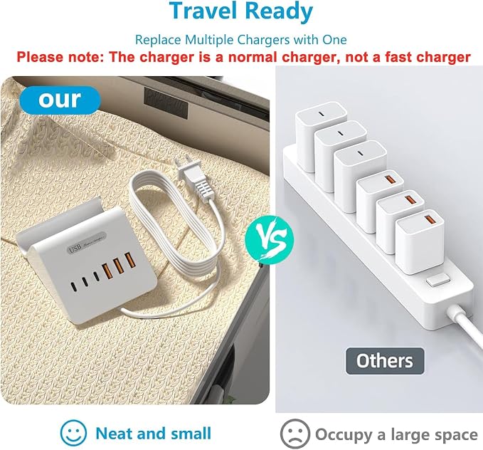 USB C Charging Station 35W VHBW 6 Port 3A and 3C(1Port *USB-C PD20W Fast) Desktop Fast Charging Station for iPhone 14/13/12Samsung Galaxy S23/S22/S21etc