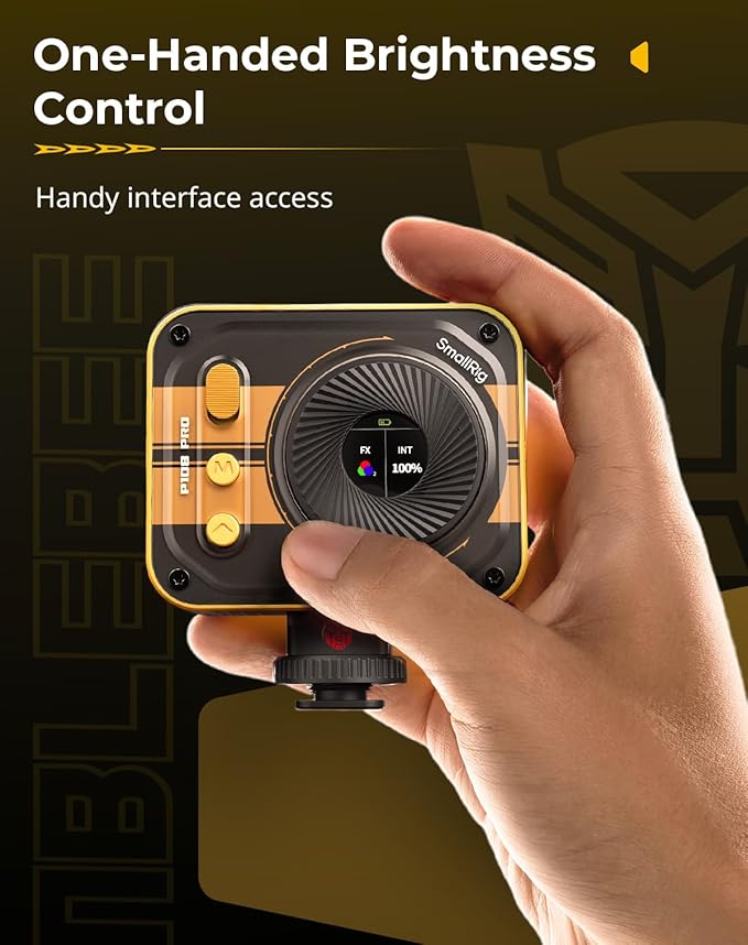 SmallRig Vibe P108 Pro Mini Led Video Light, Portable Camera Light for Photography, Cold Shoe Light, CRI95+, 2500-6500K, 12 Effects, Small Fill Light for Content Creator, Bumblebee Edition 5511