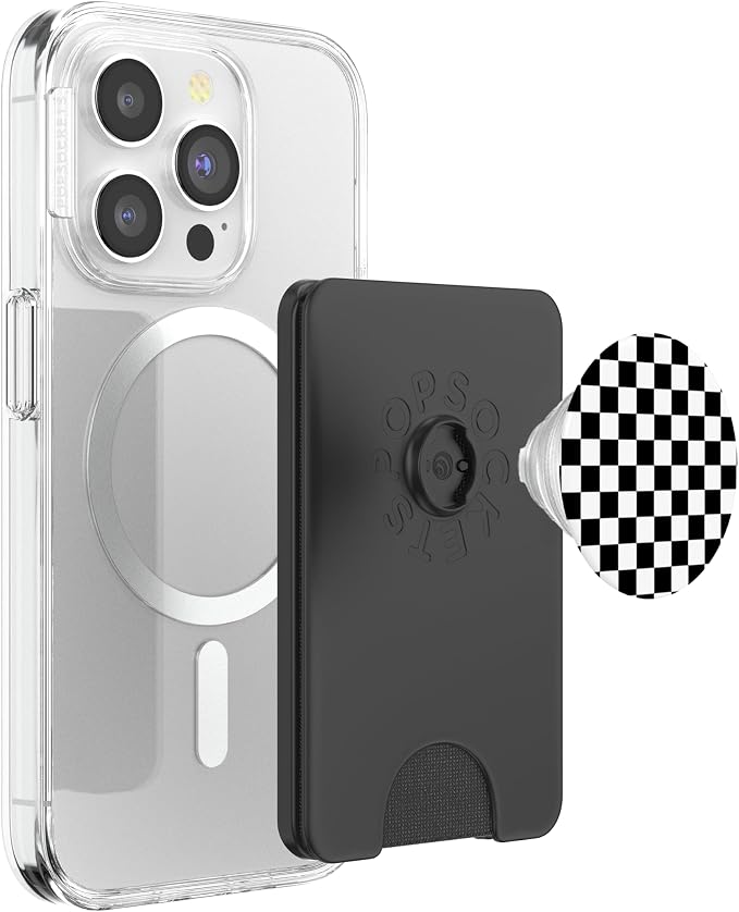 Black/White Classic Checkered Big Checkerboard PopSockets Adhesive PopGrip