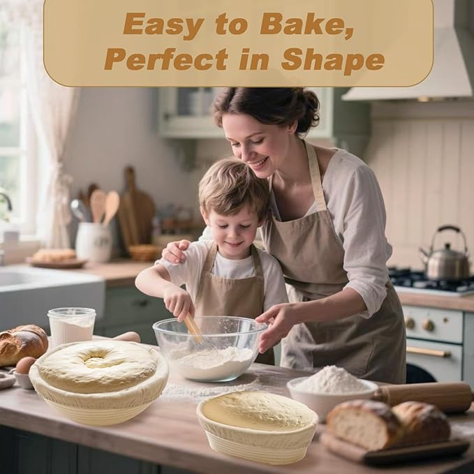 Sourdough Bread Proofing Basket Kit: 9"Round & 10" Oval Banneton Baking Set