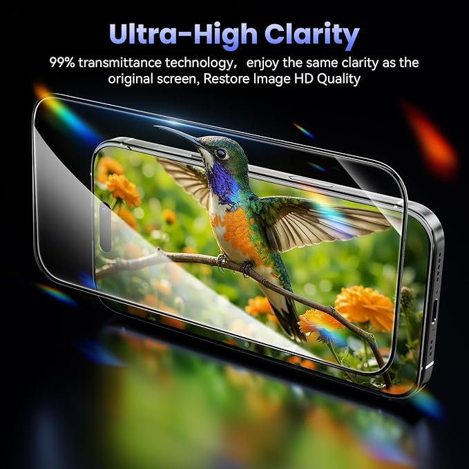 3 Pack Tempered Glass Privacy Screen Protector for iPhone 15 Pro Max 6.7 Inch Original Touch Sensitivity with Auto Alignment kit Bubble Free Case Friendly 9H Hardness