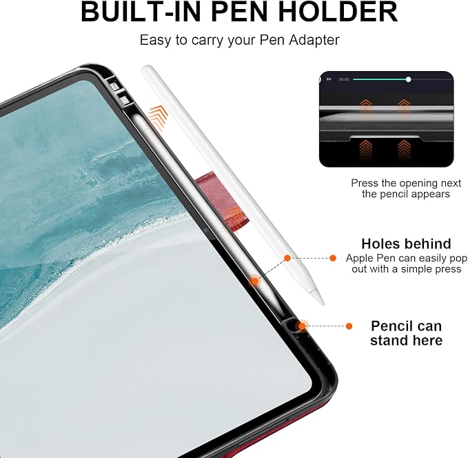 Leather Case for iPad 11th/10th Gen (11/10.9) Black | Genuine Leather Pencil Holder Adjustable Stand Magnetic Closure Auto Wake/Sleep
