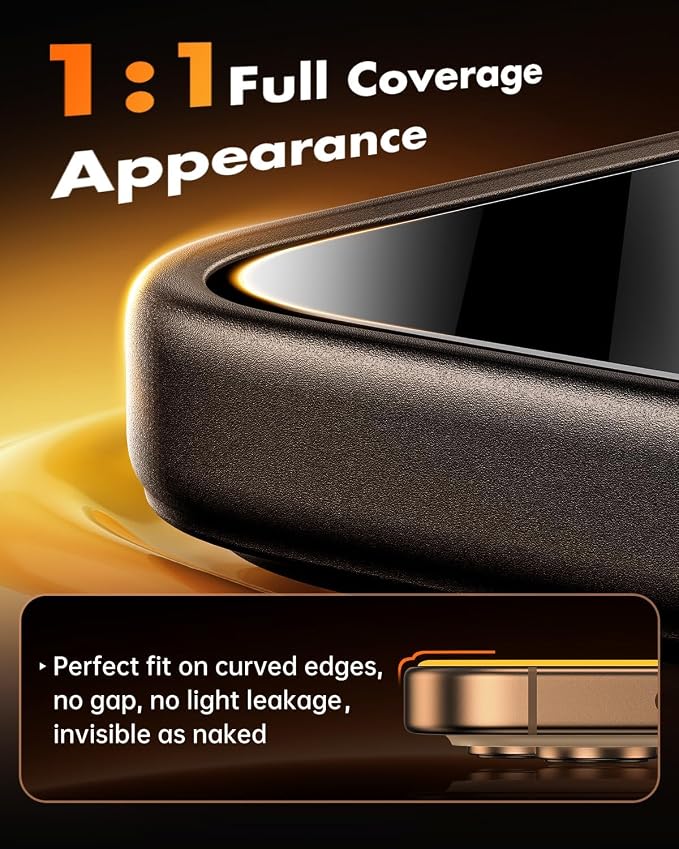 UNBREAKcable Privacy Screen Protector for iPhone 16 Pro Max 6.9 3 Pack Full Coverage Tempered Glass [28° Anti-Spy] [9H Hardness] [Easy Installation Box] Shatterproof Private Screen Guard | 28° Anti-