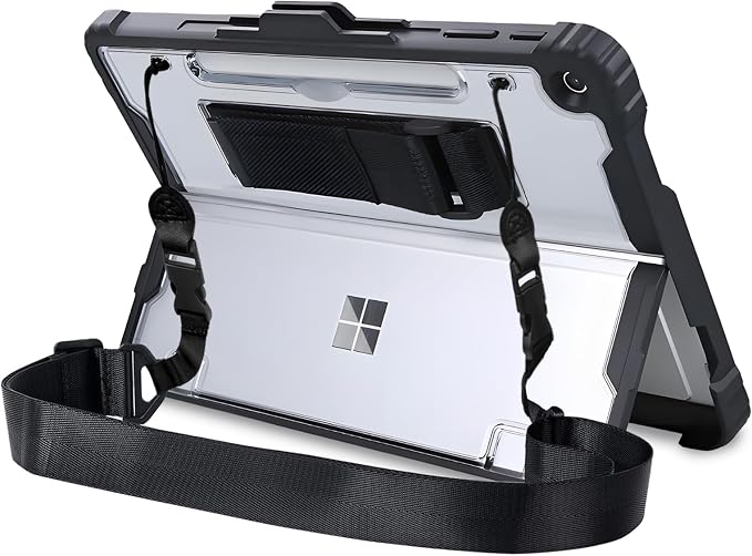 for Microsoft Surface Pro12 Case 1st Edition 12 Inch 2025Heavy Duty Rugged Protective Tablet Cover Kickstand Case (Black)
