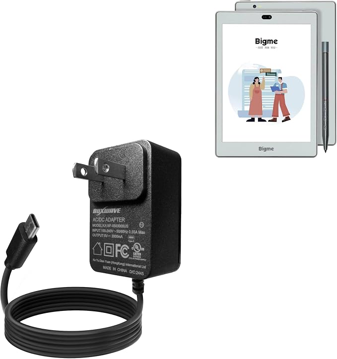 BoxWave Charger Compatible with Bigme S6 (7.8 in) - Wall Charger Direct (15W) Rapid Charge Your Device with Built-in 3ft Cable