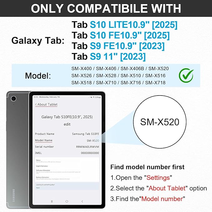 Galaxy Tab S10 Lite/S10 FE/S9 FE 5G/S9 Case 10.9/11 inch | with Screen Protector 360° Rotating Kickstand Hand/Shoulder Strap Heavy Duty Shockproof Cover S Pen Holder Kids Friendly